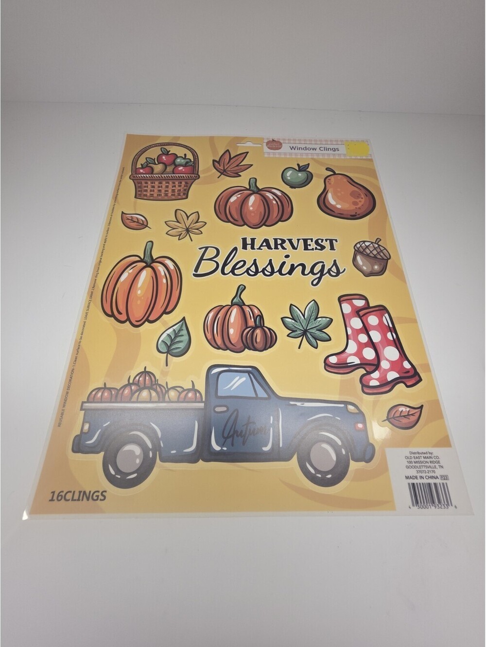 Fall Autumn Thanksgiving Window Clings Pumpkin Truck leaves Harvest Home NEW